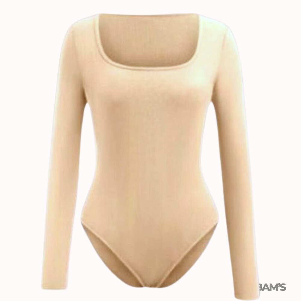 Yozy Beige Long Sleeve Bodysuit‎